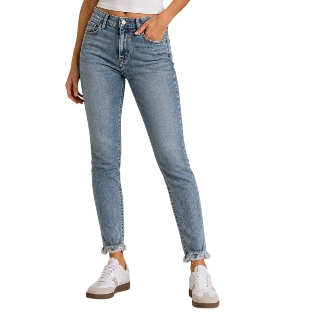 Levi's 721 Medium Wash Raw Hem Blue High Rise Skinny Denim Jeans Women's W28 L32
